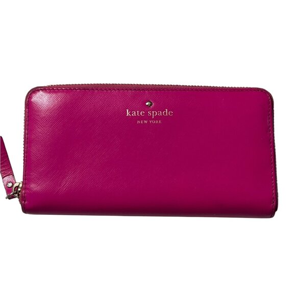 kate spade Handbags - Kate Spade New York Zip-Around Hot Pink Leather Continental Wallet 7 3/4" X 4" P